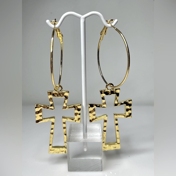 Big Cross earrings ~ Large Cross Earrings ~ Dangle earrings ~ Hoop Earrings BOX - Picture 1 of 2
